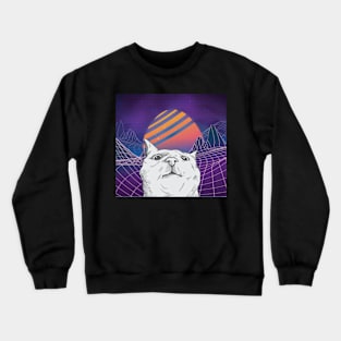 Cat dj synthwave anti gravity retrowave music remix Crewneck Sweatshirt